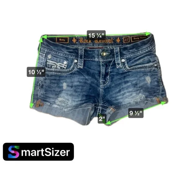 Rock Revival Jeans "Betty" Sequins Leather Inserts Easy Shorts 27